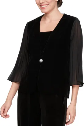 Alex Evenings Women's Jacket and Scoop Tank Top Velvet Twinset Petite Regular