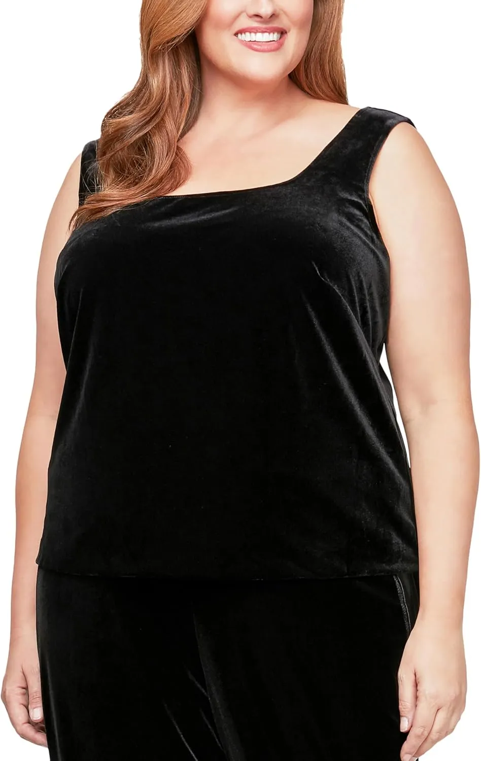 Alex Evenings Women's Plus Size Velvet Twinset Jacket and Tank Top