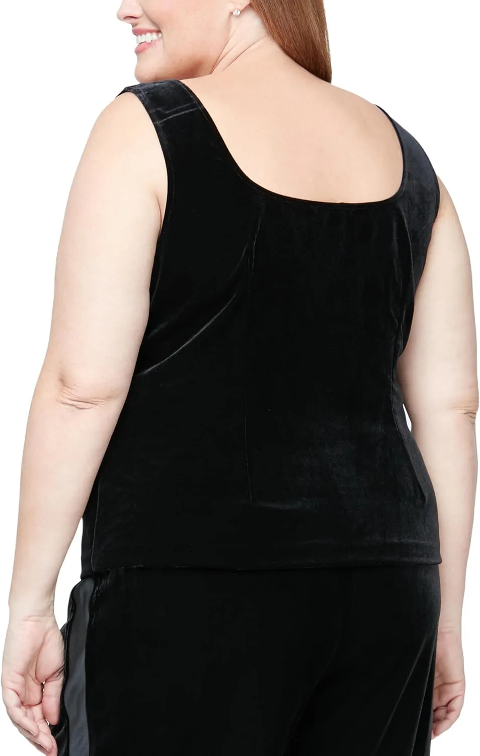 Alex Evenings Women's Plus Size Velvet Twinset Jacket and Tank Top