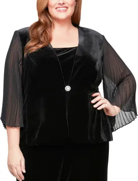 Alex Evenings Women's Plus Size Velvet Twinset Jacket and Tank Top
