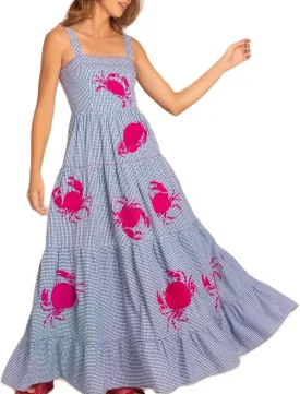 Argeousgor Women 2024 Bohemian Maxi Dress Sleeveless Embroidered Flowy Smocked Long Dress Summer Beach Sundresses