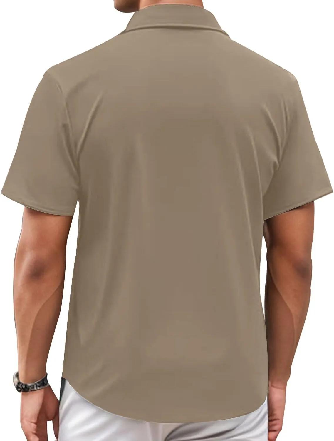 Bealin Men's Button Down Short Sleeve Casual Shirts Elastic Wrinkle Free Business Shirt for Summer Casual Top
