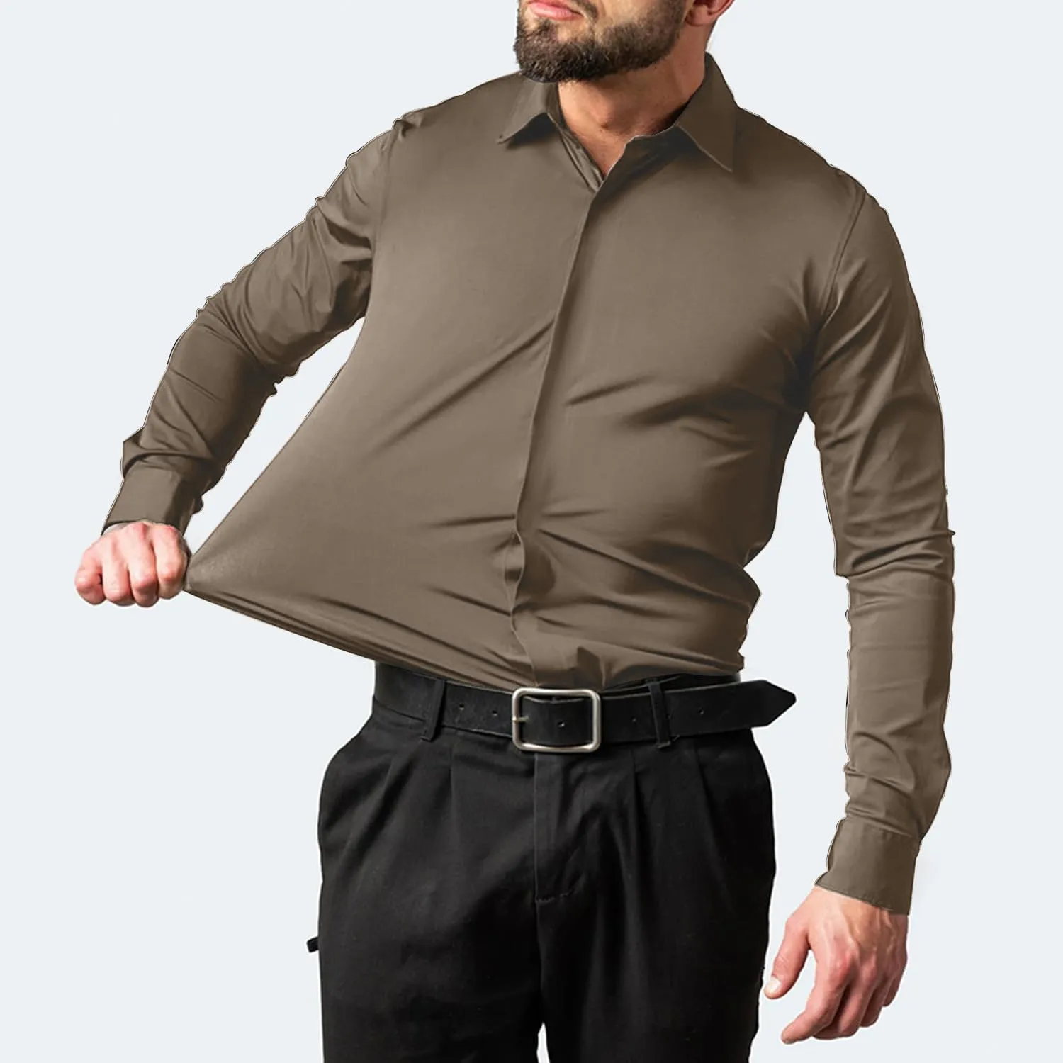 Bealin Men's Button Down Short Sleeve Casual Shirts Elastic Wrinkle Free Business Shirt for Summer Casual Top