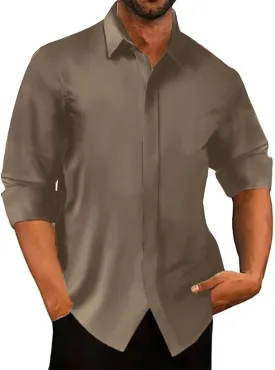Bealin Men's Button Down Short Sleeve Casual Shirts Elastic Wrinkle Free Business Shirt for Summer Casual Top