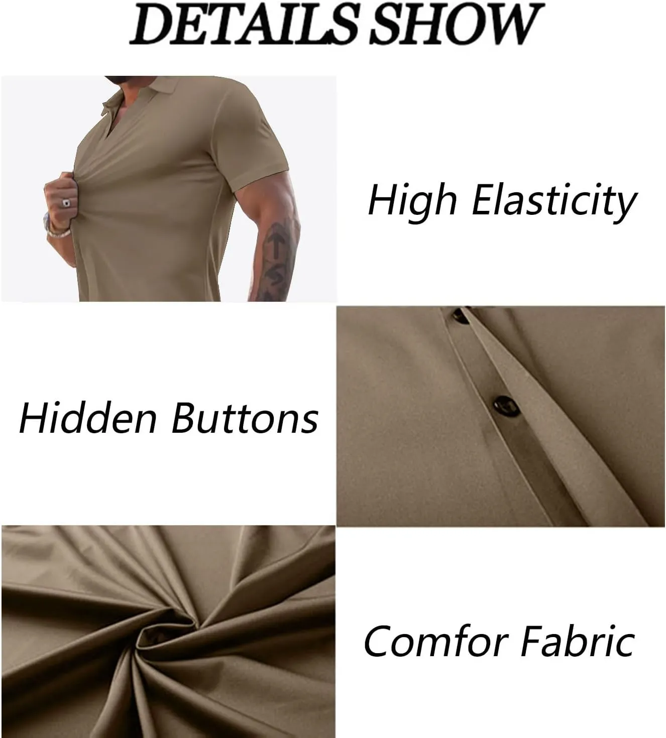 Bealin Men's Button Down Short Sleeve Casual Shirts Elastic Wrinkle Free Business Shirt for Summer Casual Top