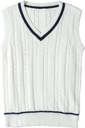 Blostirno Womens Sweater Vest V Neck JK Uniform Kint Vests Solid Classic Sleeveless Pullover Sweaters Tops