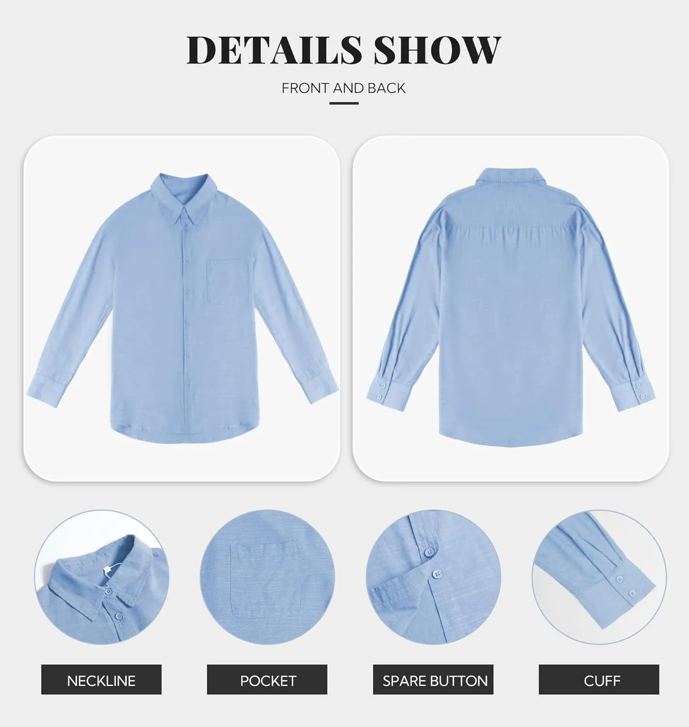 Button Down Shirts for Women Long Sleeve Dress Blouse Casual Solid Office Work Tops