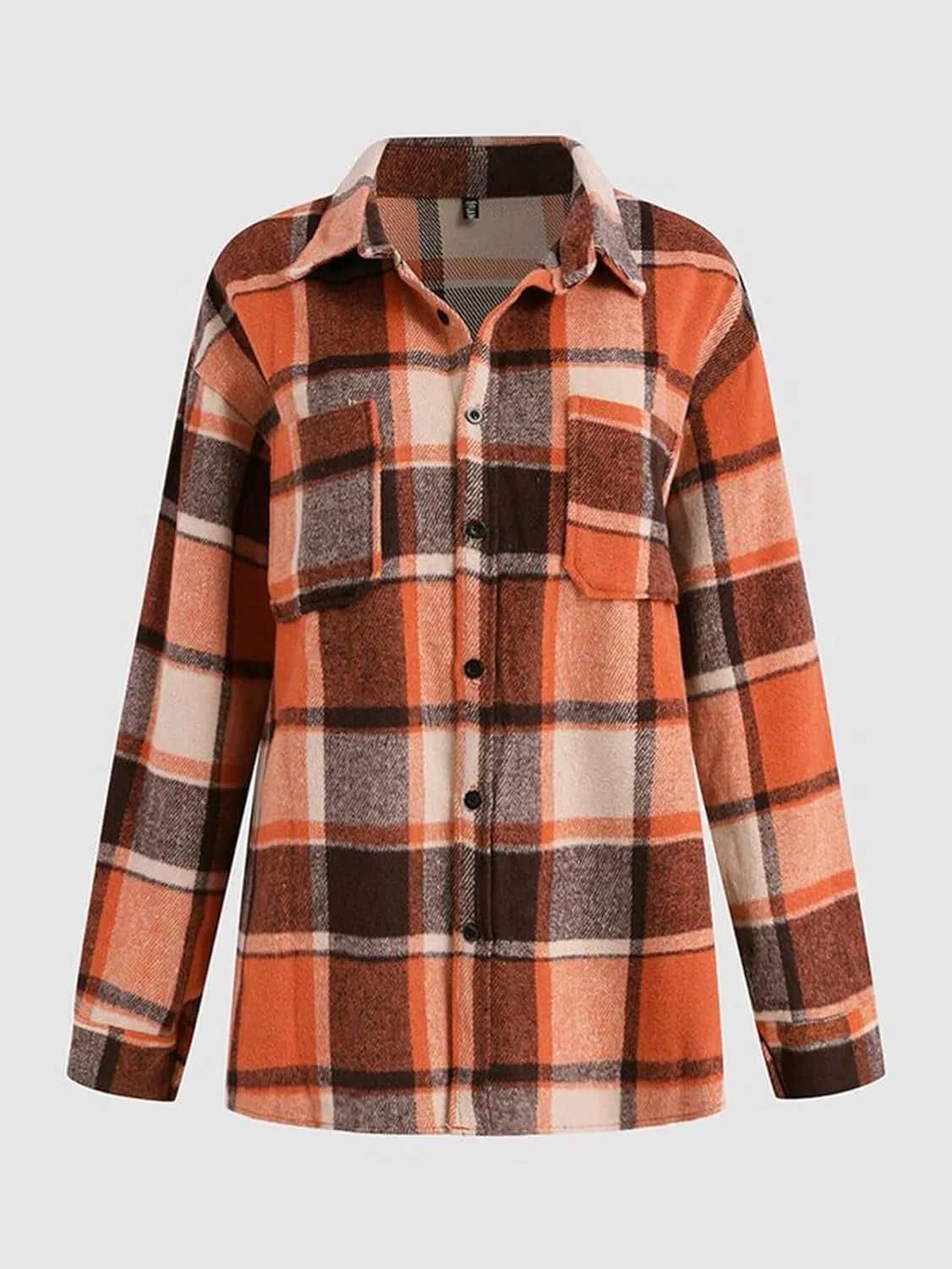 Flamingals Button Down Shirts for Women Oversized Plaid Long Sleeve Loose Fit Casual Blouses Tops
