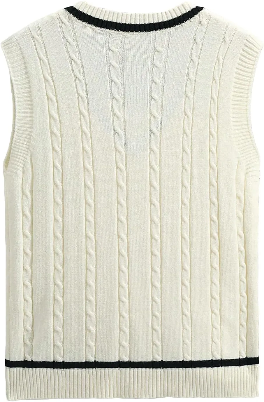 GORGLITTER Men's Striped Cable Knit Sweater Vest Sleeveless V Neck Pullover Sweater Tops