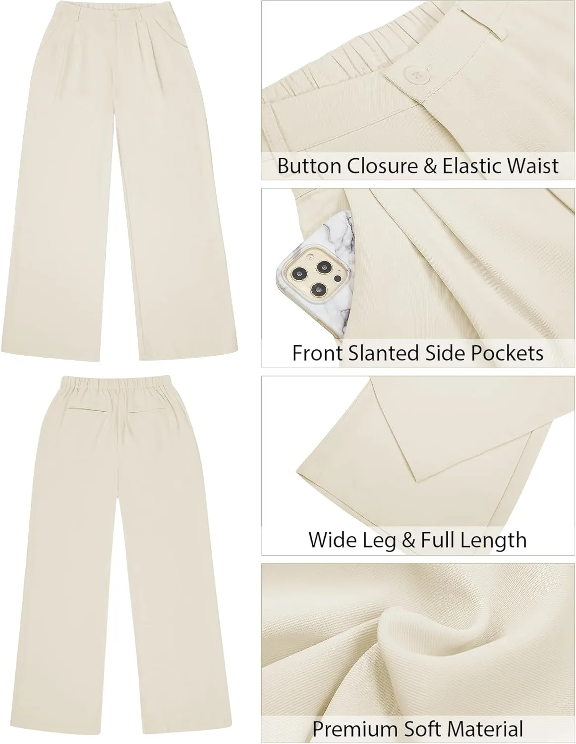 GRAPENT Wide Leg Pants for Women Work Business Casual High Waisted Dressy Pants Flowy Trousers Office