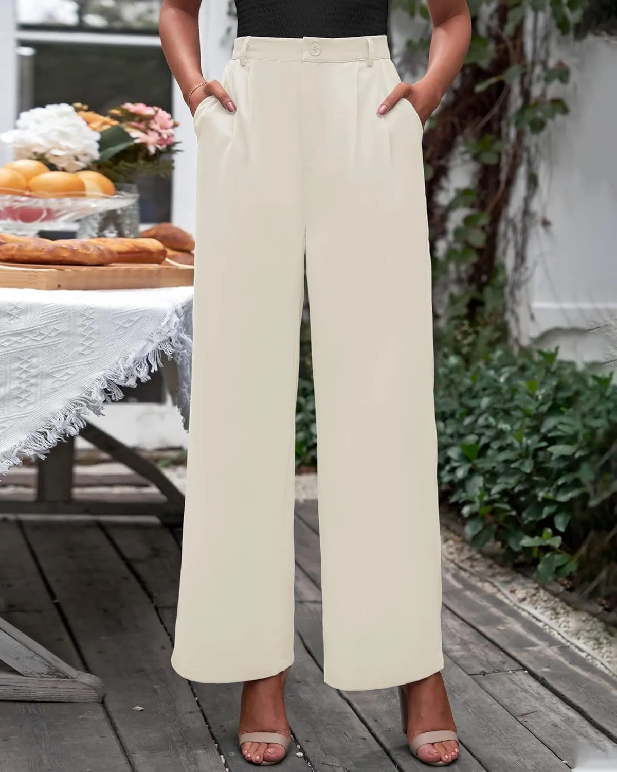 GRAPENT Wide Leg Pants for Women Work Business Casual High Waisted Dressy Pants Flowy Trousers Office