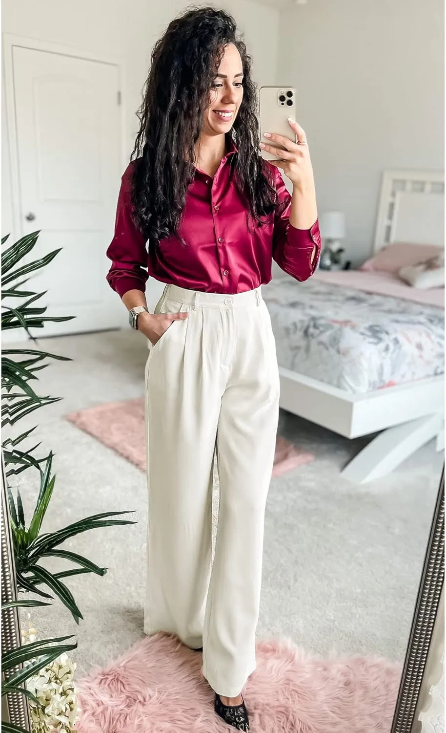 GRAPENT Wide Leg Pants for Women Work Business Casual High Waisted Dressy Pants Flowy Trousers Office