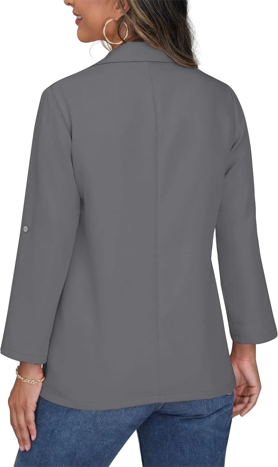 GRECERELLE Womens Long Sleeve Lapel Open Front Casual Blazers Jacket with Pockets for Work Office