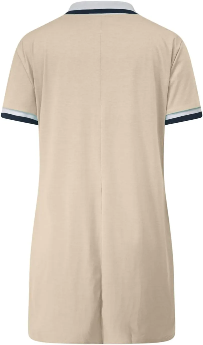 JOAU Women's Polo Dresses Color Block Short Sleeve V Neck 2025 Casual Summer Tennis Golf Mini T-Shirt Dress with Pockets