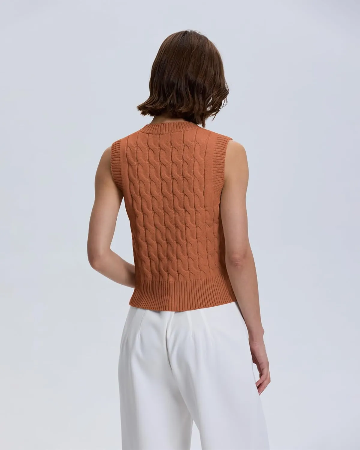 Locachy Women's V Neck Sleeveless Cable Knit Sweater Vest Soft 2025 Summer Button Front Cardigan Tank Tops
