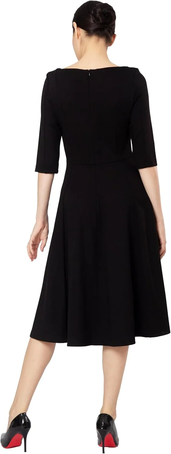 Marycrafts Women's Fit Flare Tea Midi Dress for Office Business Work
