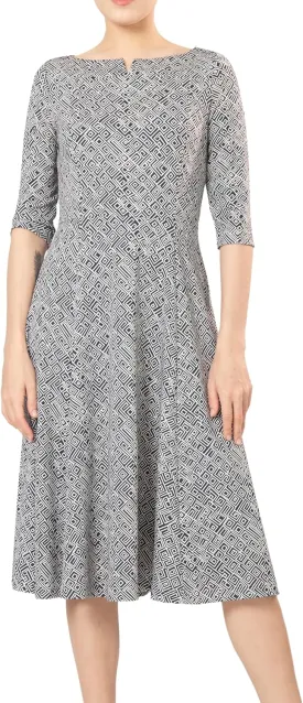 Marycrafts Women's Fit Flare Tea Midi Dress for Office Business Work