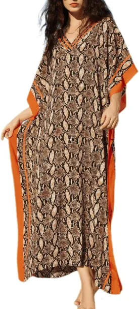 MEILING Long Kaftan Dresses Cover Up for Swimwear Women Plus Size Ethnic Print Caftan Resort Dress