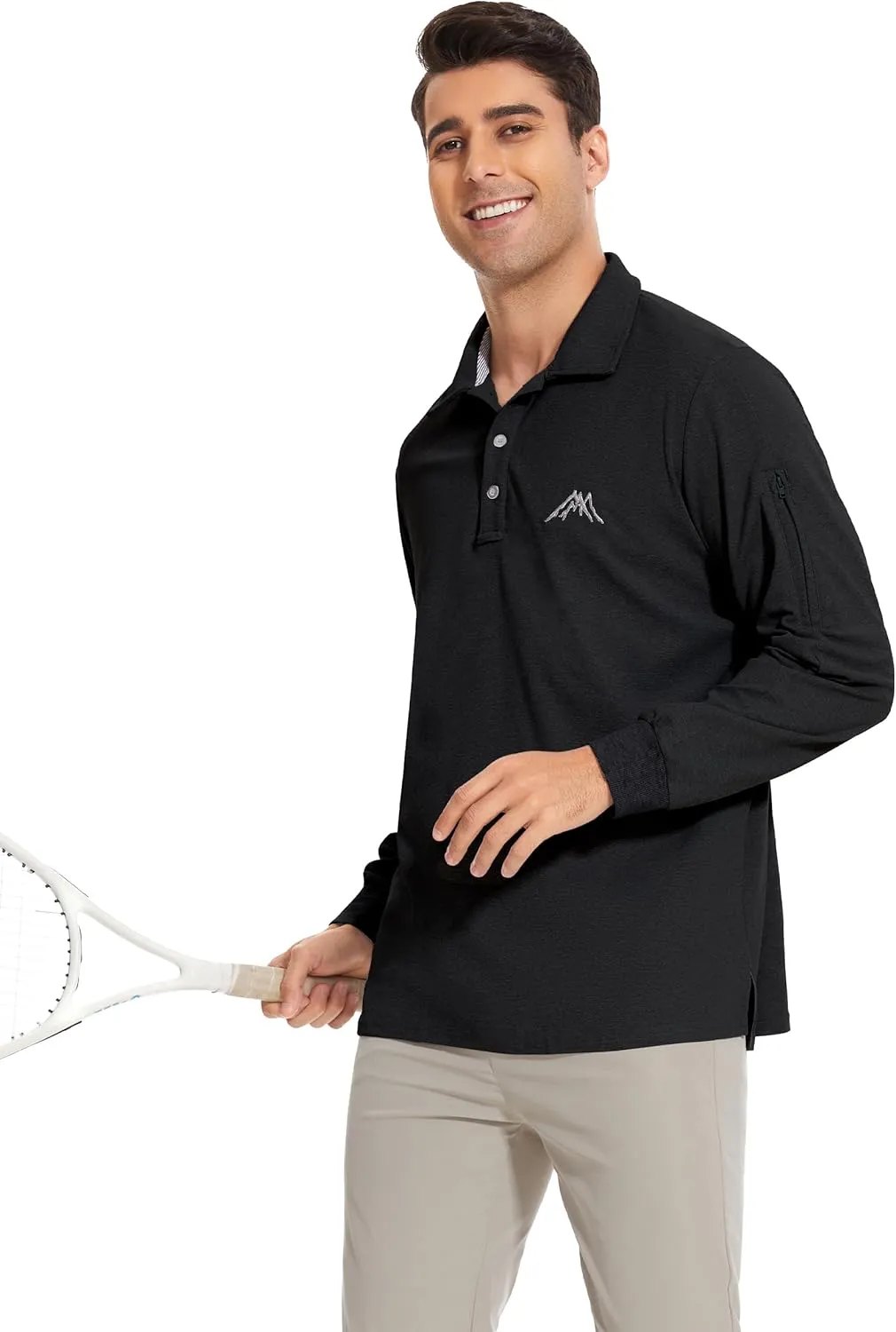 Mens Long Sleeve Classic Polo Shirts Casual Fashion Polo Shirts Office Work Polo Shirts for Men