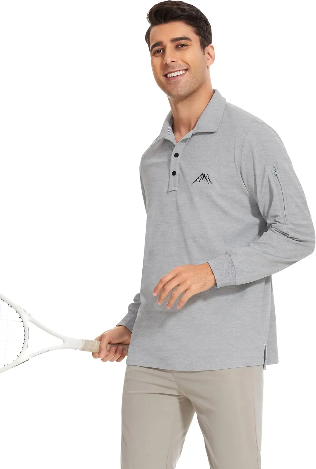 Mens Long Sleeve Classic Polo Shirts Casual Fashion Polo Shirts Office Work Polo Shirts for Men