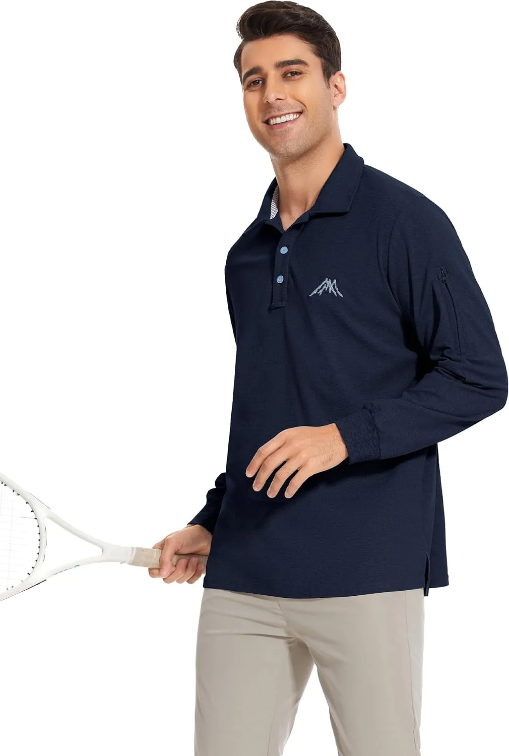 Mens Long Sleeve Classic Polo Shirts Casual Fashion Polo Shirts Office Work Polo Shirts for Men
