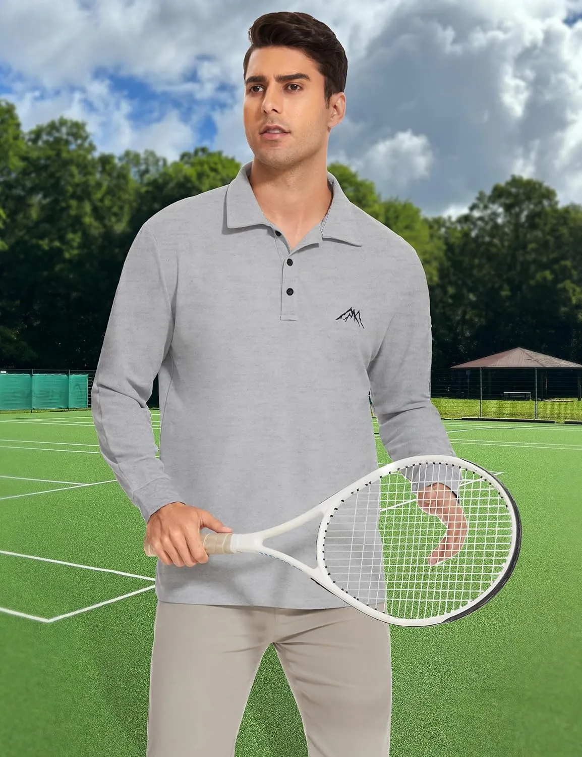 Mens Long Sleeve Classic Polo Shirts Casual Fashion Polo Shirts Office Work Polo Shirts for Men