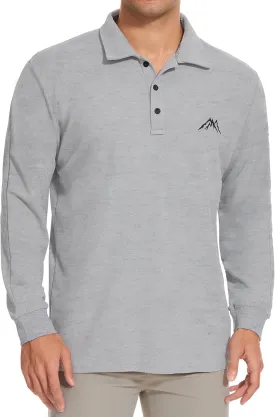Mens Long Sleeve Classic Polo Shirts Casual Fashion Polo Shirts Office Work Polo Shirts for Men
