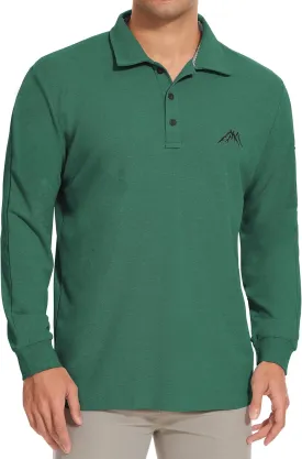 Mens Long Sleeve Classic Polo Shirts Casual Fashion Polo Shirts Office Work Polo Shirts for Men
