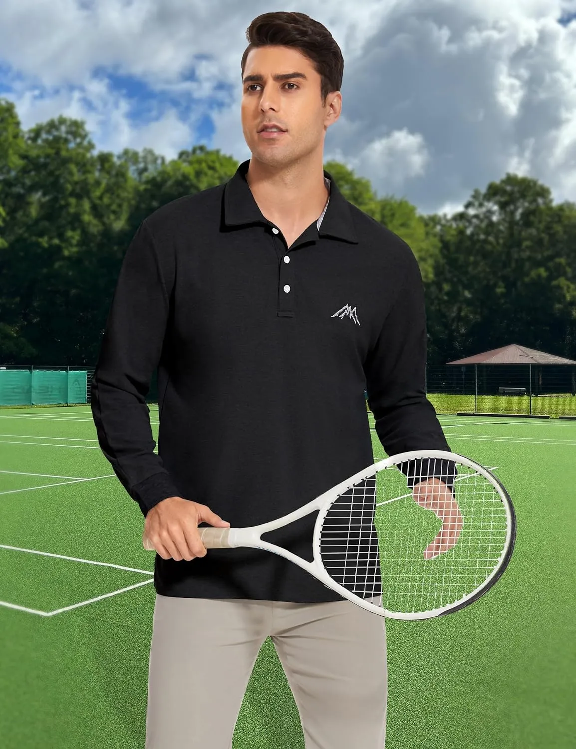 Mens Long Sleeve Classic Polo Shirts Casual Fashion Polo Shirts Office Work Polo Shirts for Men