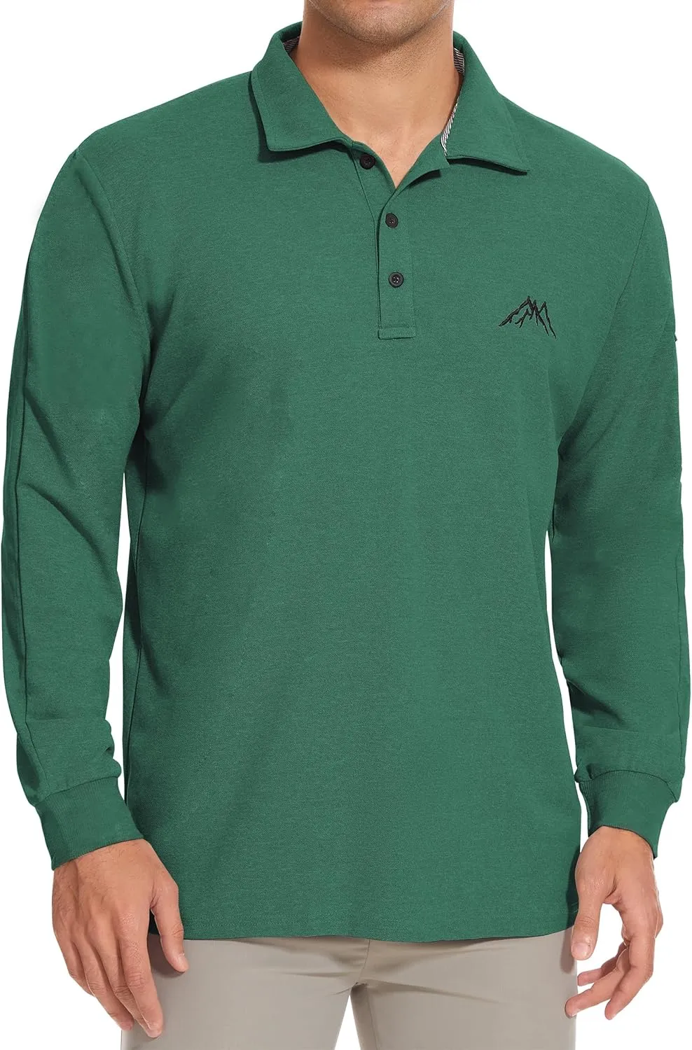 Mens Long Sleeve Classic Polo Shirts Casual Fashion Polo Shirts Office Work Polo Shirts for Men