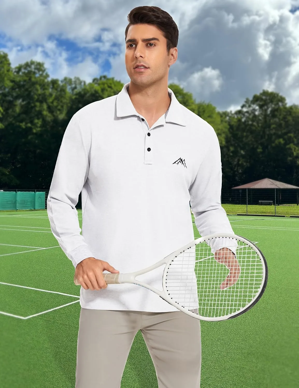 Mens Long Sleeve Classic Polo Shirts Casual Fashion Polo Shirts Office Work Polo Shirts for Men