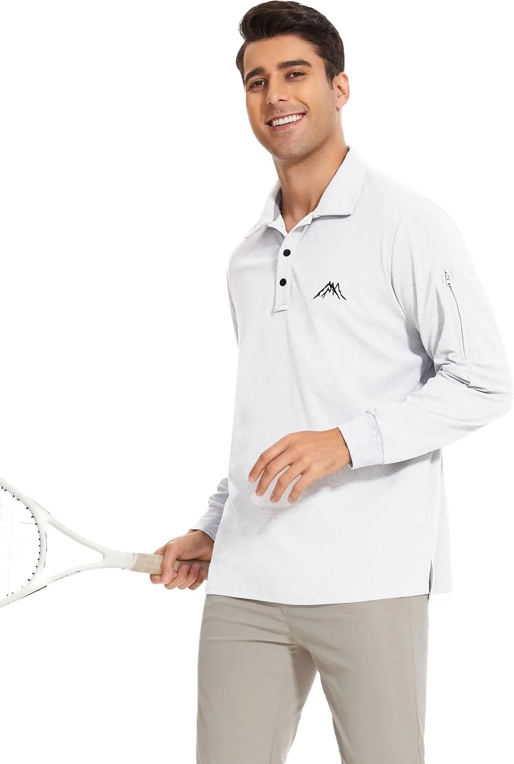 Mens Long Sleeve Classic Polo Shirts Casual Fashion Polo Shirts Office Work Polo Shirts for Men