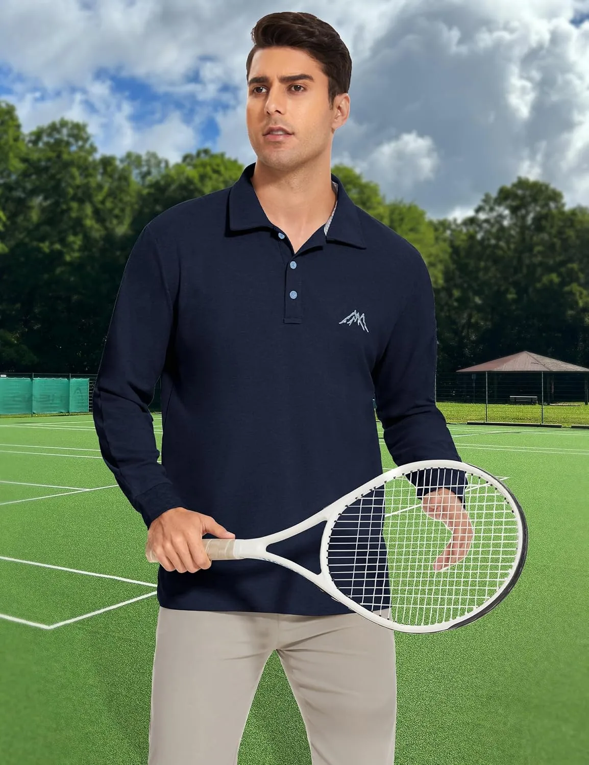 Mens Long Sleeve Classic Polo Shirts Casual Fashion Polo Shirts Office Work Polo Shirts for Men