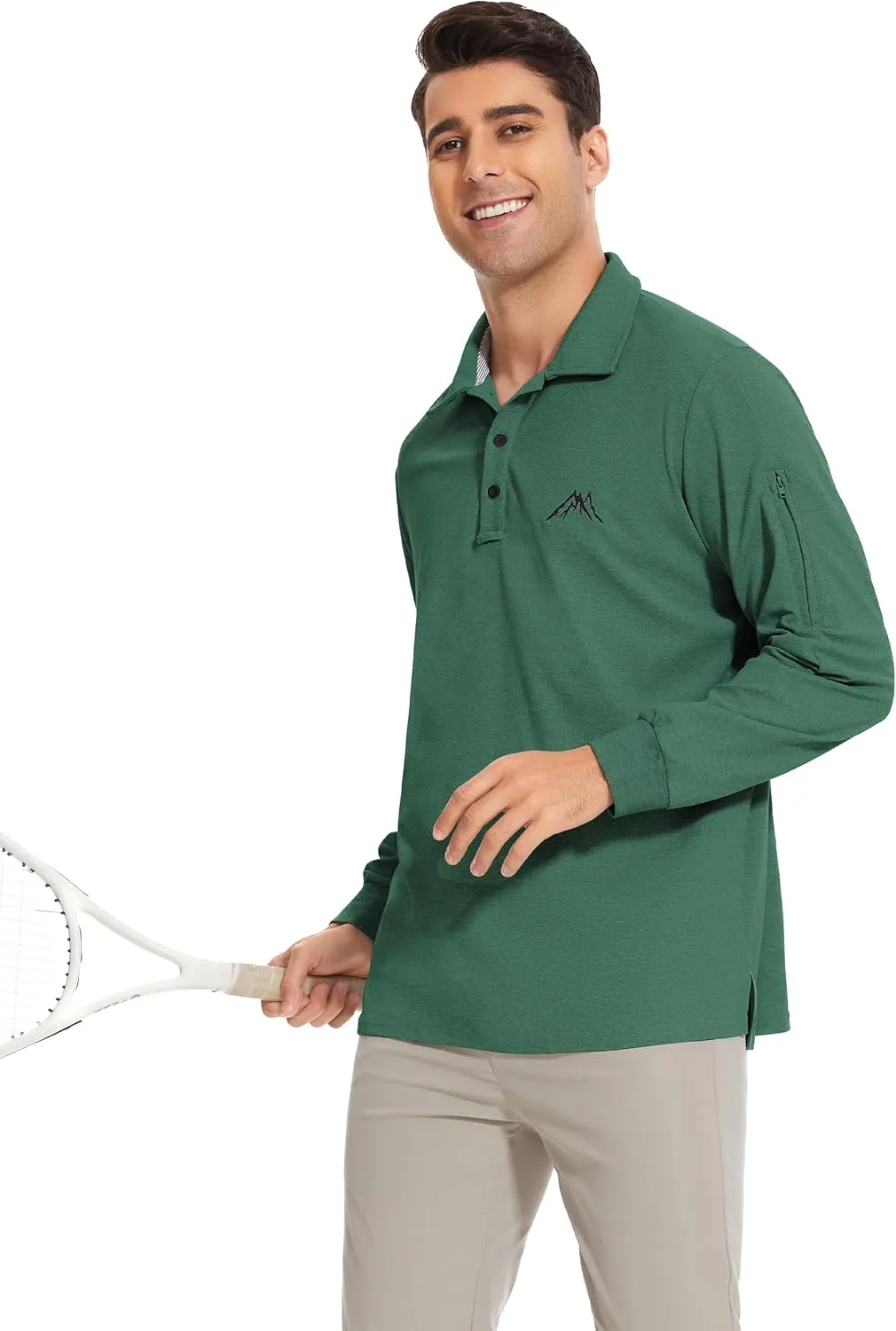 Mens Long Sleeve Classic Polo Shirts Casual Fashion Polo Shirts Office Work Polo Shirts for Men