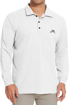 Mens Long Sleeve Classic Polo Shirts Casual Fashion Polo Shirts Office Work Polo Shirts for Men