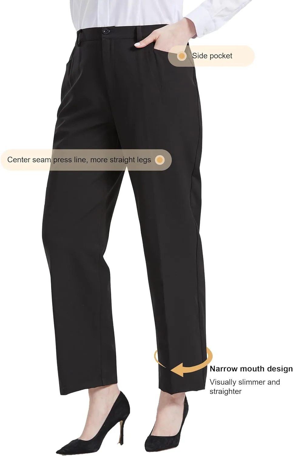Nanxson Oversize Work Pants for Women Elastic Waist Straight Leg with 2 Pockets for Business Office Restaurant Hotel CFM2017