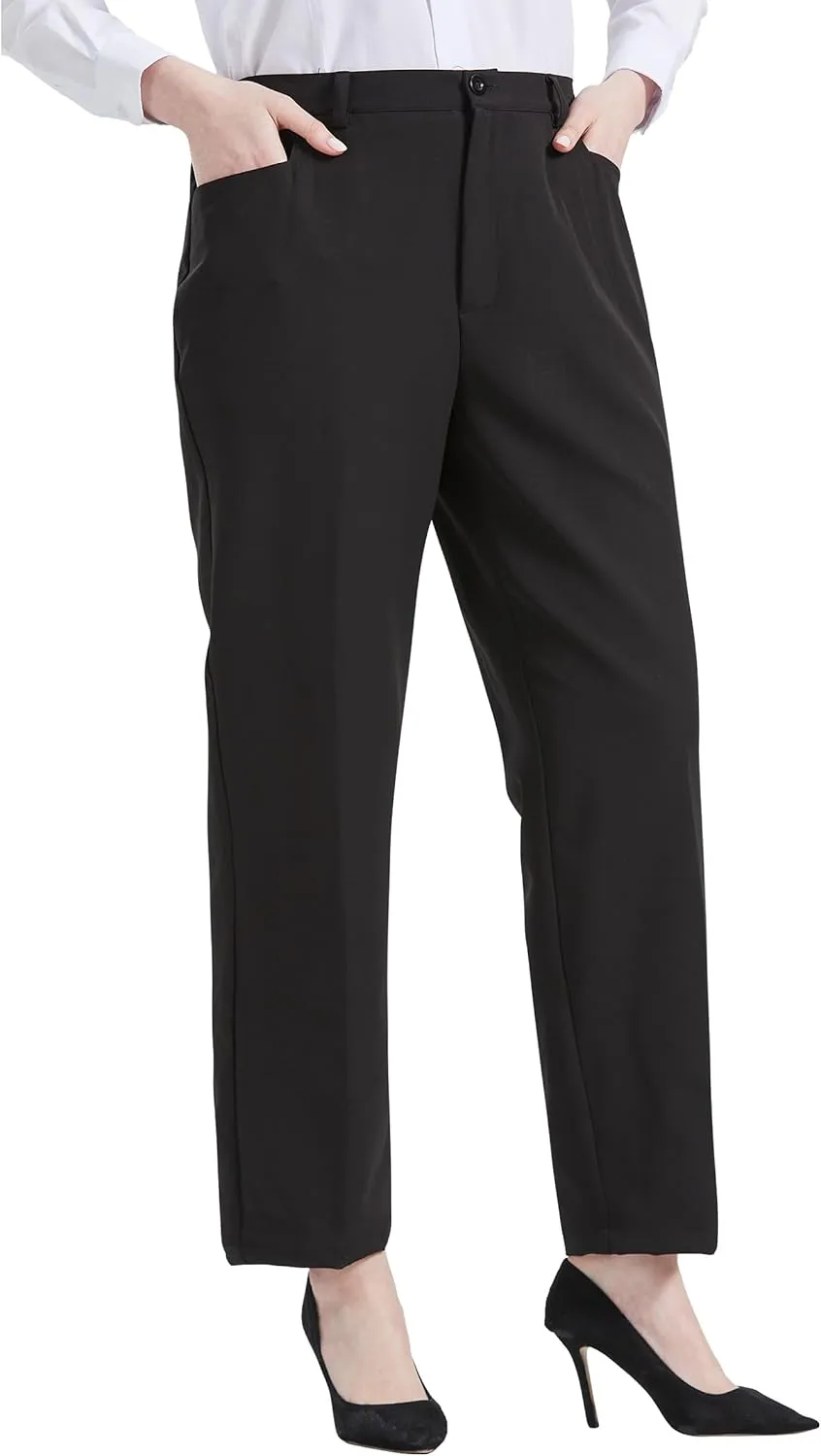 Nanxson Oversize Work Pants for Women Elastic Waist Straight Leg with 2 Pockets for Business Office Restaurant Hotel CFM2017