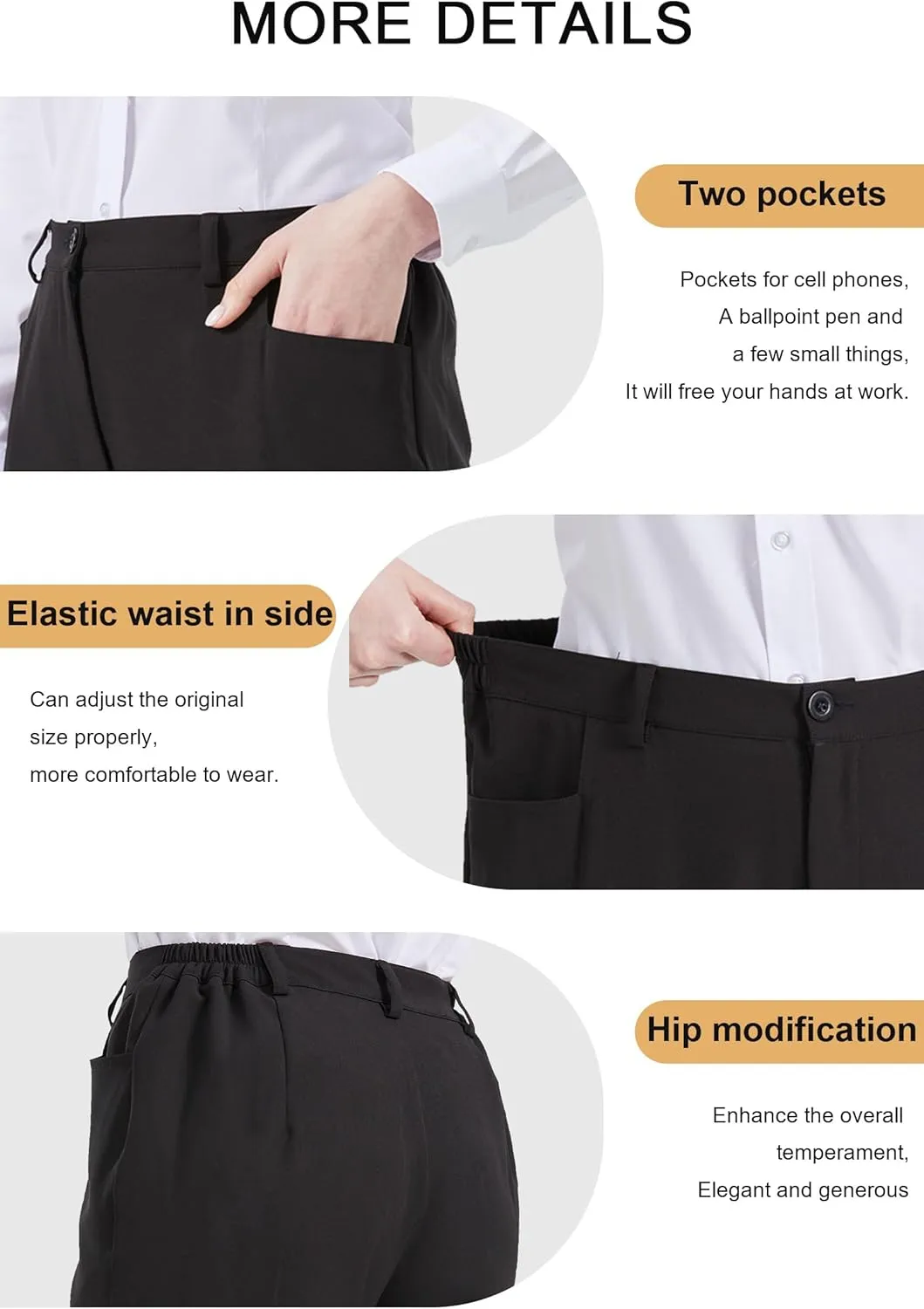 Nanxson Oversize Work Pants for Women Elastic Waist Straight Leg with 2 Pockets for Business Office Restaurant Hotel CFM2017