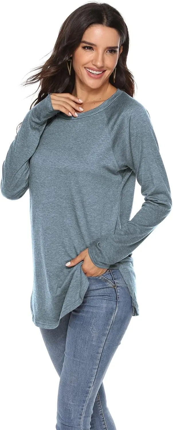 Newchoice Women's Casual Batwing Long Sleeve T Shirt Round Neck Basic Loose Tunic Tops
