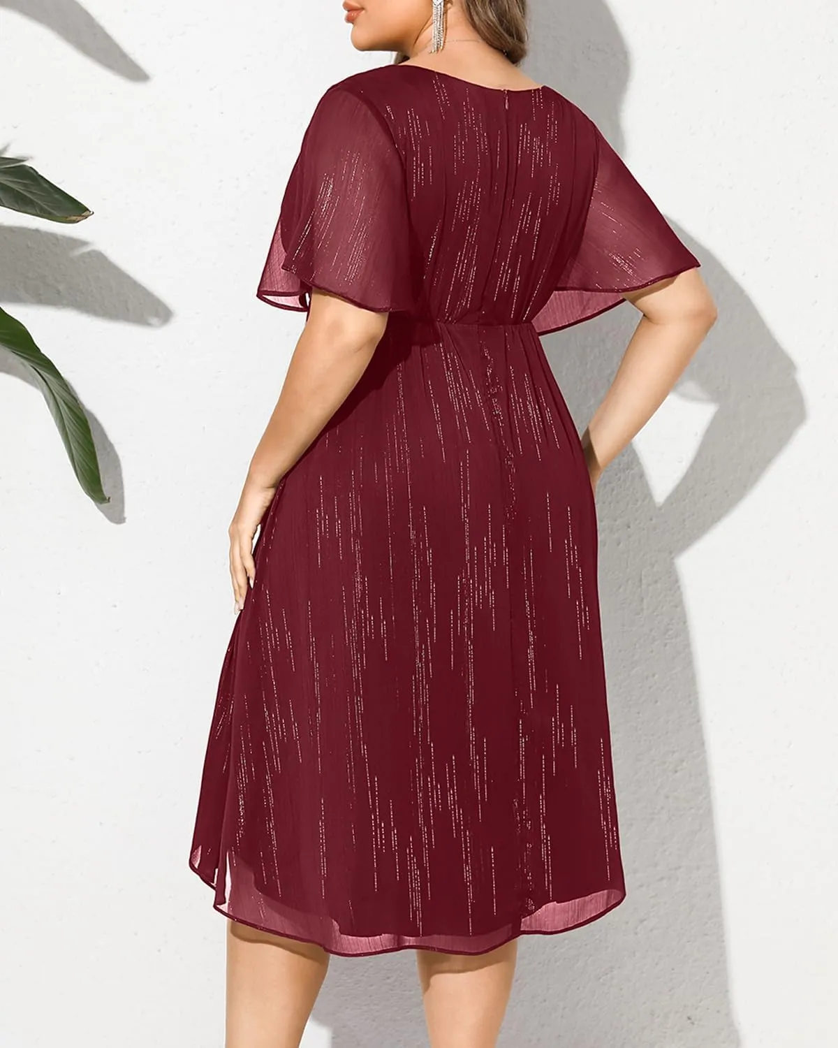 Pinup Fashion Women Plus Size Cocktail Dress - Formal Wedding Guest High Low Pleated Wrap V Neck Dresses 2025