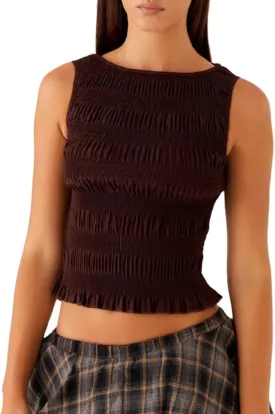 Summer Ruffle Hem Tops for Women Sleeveless Shirred Tank Tops Y2k Slim Fit Going Out Crop Tee Top