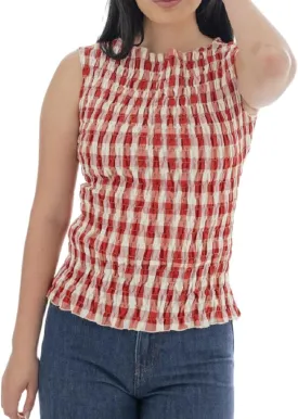 Summer Ruffle Hem Tops for Women Sleeveless Shirred Tank Tops Y2k Slim Fit Going Out Crop Tee Top