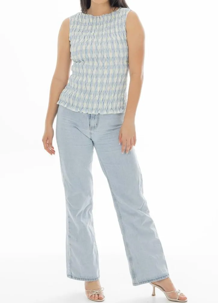 Summer Ruffle Hem Tops for Women Sleeveless Shirred Tank Tops Y2k Slim Fit Going Out Crop Tee Top