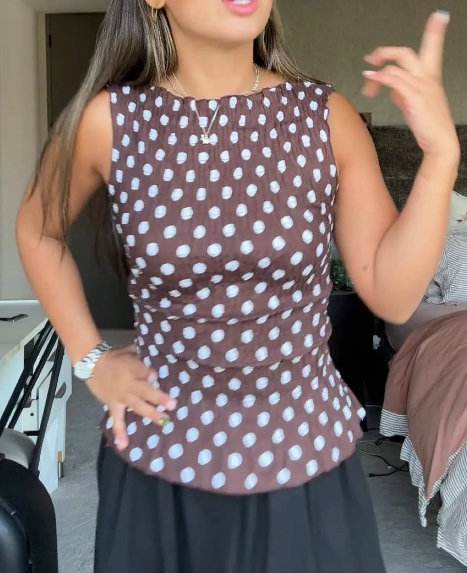 Summer Ruffle Hem Tops for Women Sleeveless Shirred Tank Tops Y2k Slim Fit Going Out Crop Tee Top