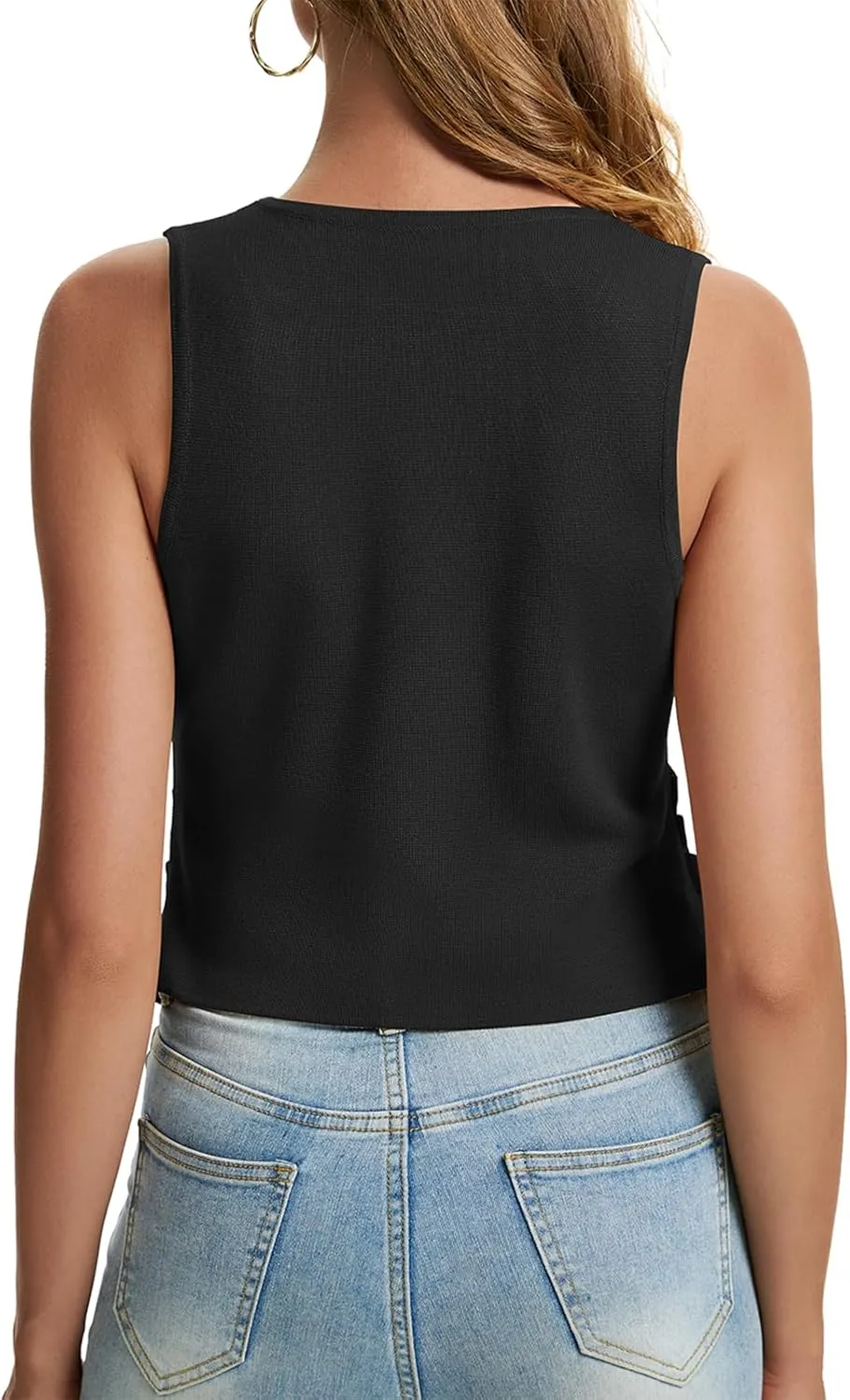 Sweater Vest Women Dressy Button Up Knit Sleeveless Tank Tops Work Business Casual Outfits Summer