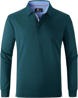 SWISSWELL Long Sleeve Polo Shirts for Men collared Performance Golf Shirts Casual Workwear Office