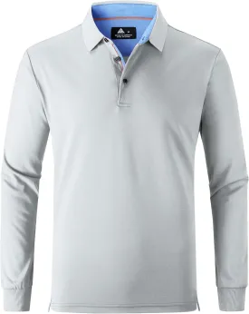 SWISSWELL Long Sleeve Polo Shirts for Men collared Performance Golf Shirts Casual Workwear Office