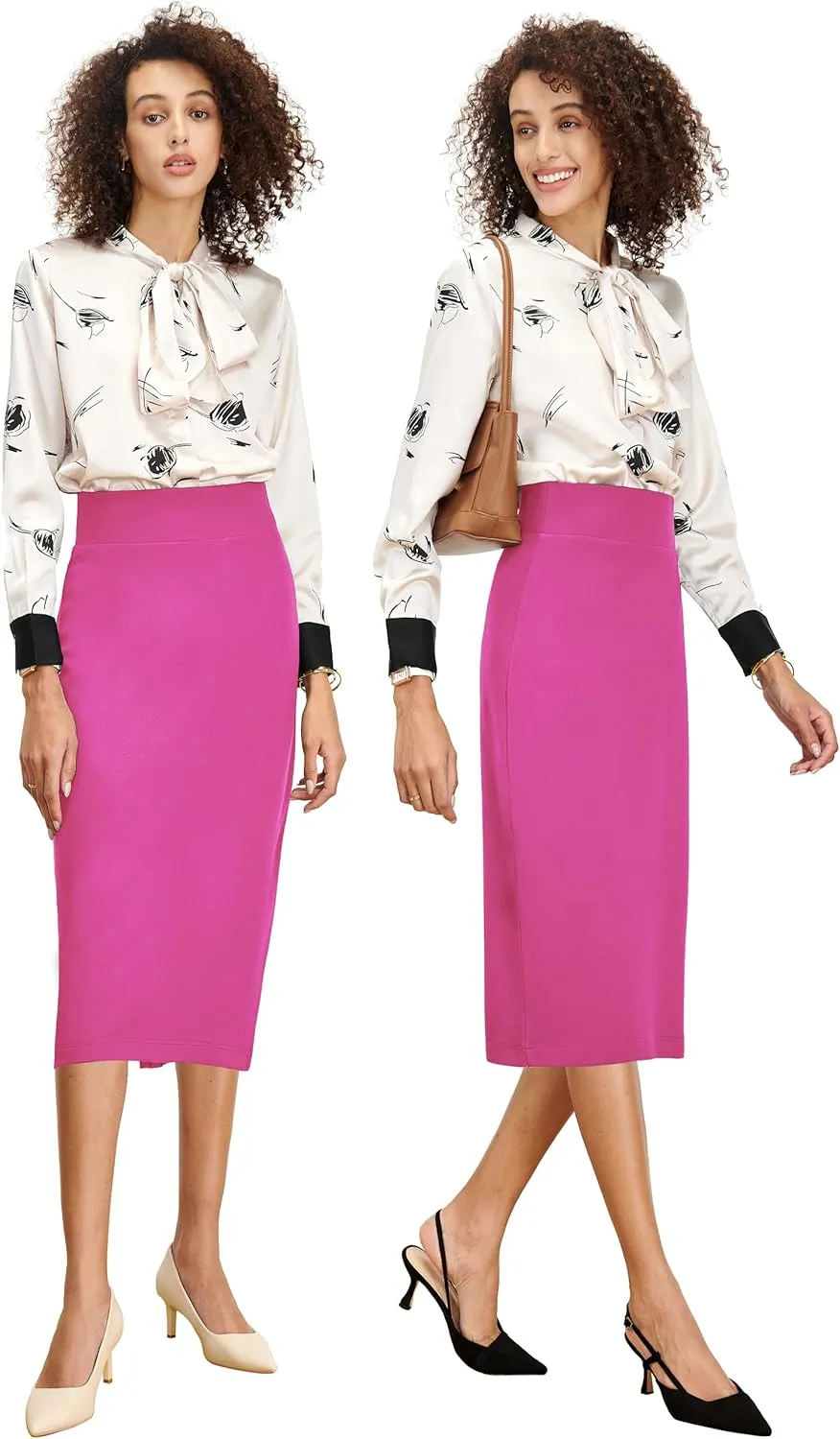 Tapata Women's Office Work Pencil Skirt Stretch High Waist Below Knee Bodycon for Business Casual