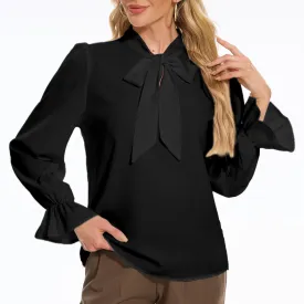 VIPONES Blouses for Women, Womens Dressy Casual Business Work Office Shirts Long Sleeve Tunic Tops