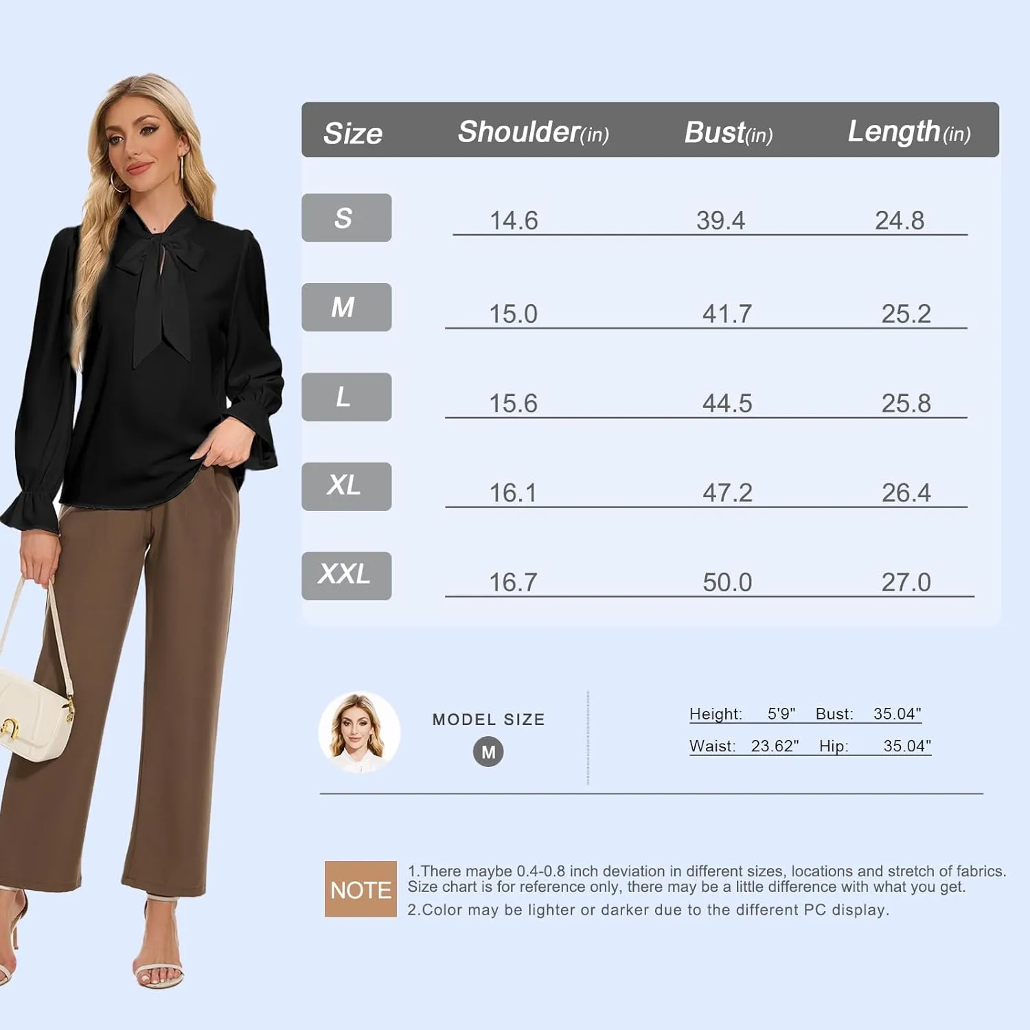 VIPONES Blouses for Women, Womens Dressy Casual Business Work Office Shirts Long Sleeve Tunic Tops